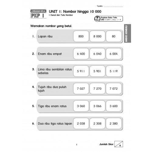 Tahun 3 Lembaran Kerja PKP Matematik